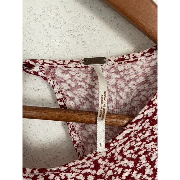 Free People Dancing in the Dark Dress Women’s Size Large Red Floral Drop Waist - Picture 7 of 9